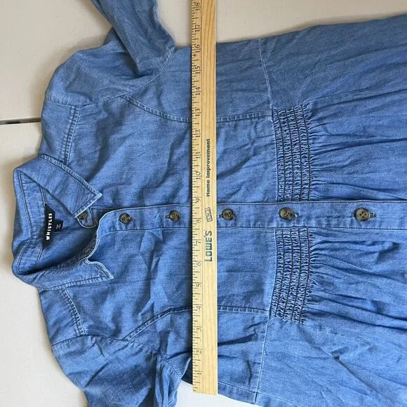 Whistles Dress Button Front Closure Long Sleeve Lightweight Denim Blue Women's 0 - Picture 8 of 11